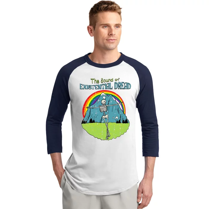 The Sound Of Existential Dread Skeleton Fun Retro Baseball Sleeve Shirt