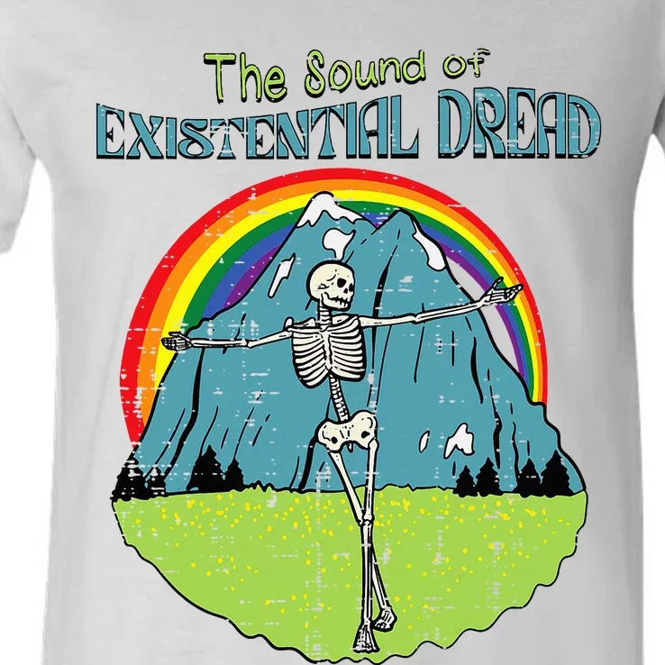 The Sound Of Existential Dread Skeleton Fun Retro V-Neck T-Shirt