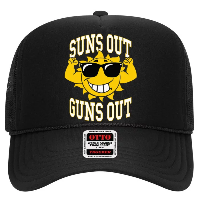 Trendy Suns Out Guns Out Cool Muscle Sun High Crown Mesh Trucker Hat