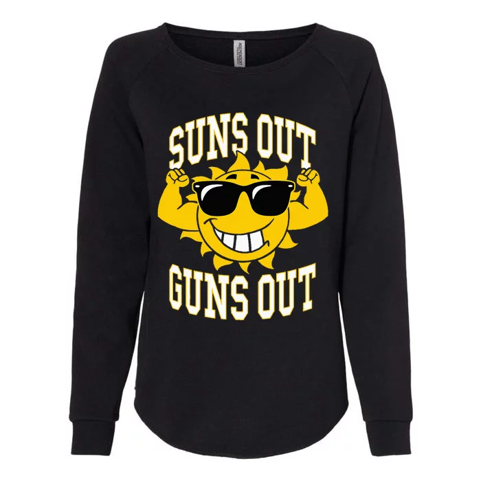 Trendy Suns Out Guns Out Cool Muscle Sun Womens California Wash Sweatshirt