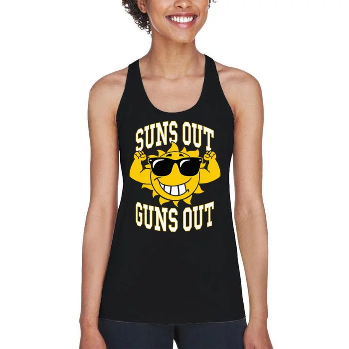 Trendy Suns Out Guns Out Cool Muscle Sun Women's Racerback Tank