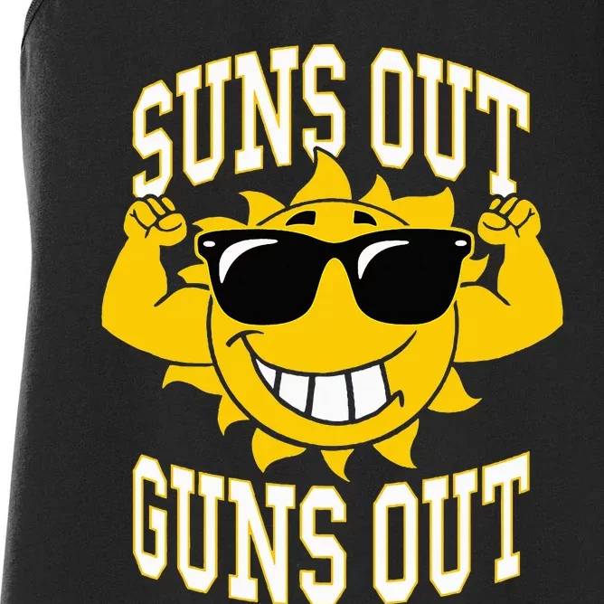 Trendy Suns Out Guns Out Cool Muscle Sun Women's Racerback Tank