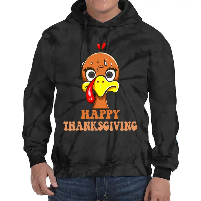 Turkey Startled on Thanksgiving Day Celebration Tie Dye Hoodie