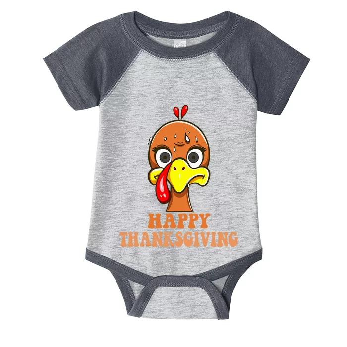 Turkey Startled on Thanksgiving Day Celebration Infant Baby Jersey Bodysuit