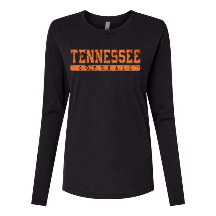 Tennessee Softball Orange Vintage Text Womens Cotton Relaxed Long Sleeve T-Shirt