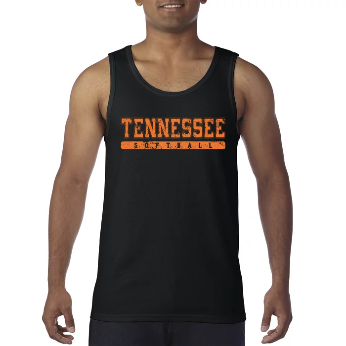 Tennessee Softball Orange Vintage Text Tank Top