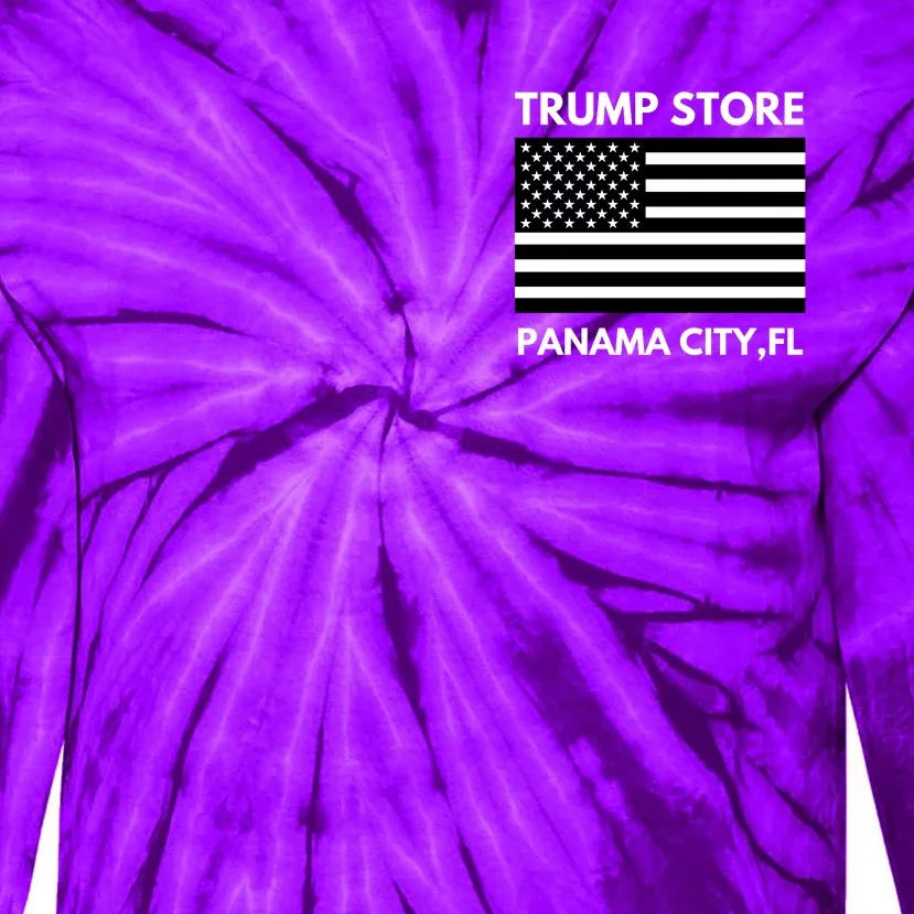 Trump Store Of Panama City Thin Blue Line Front & Back Tie-Dye Long Sleeve Shirt