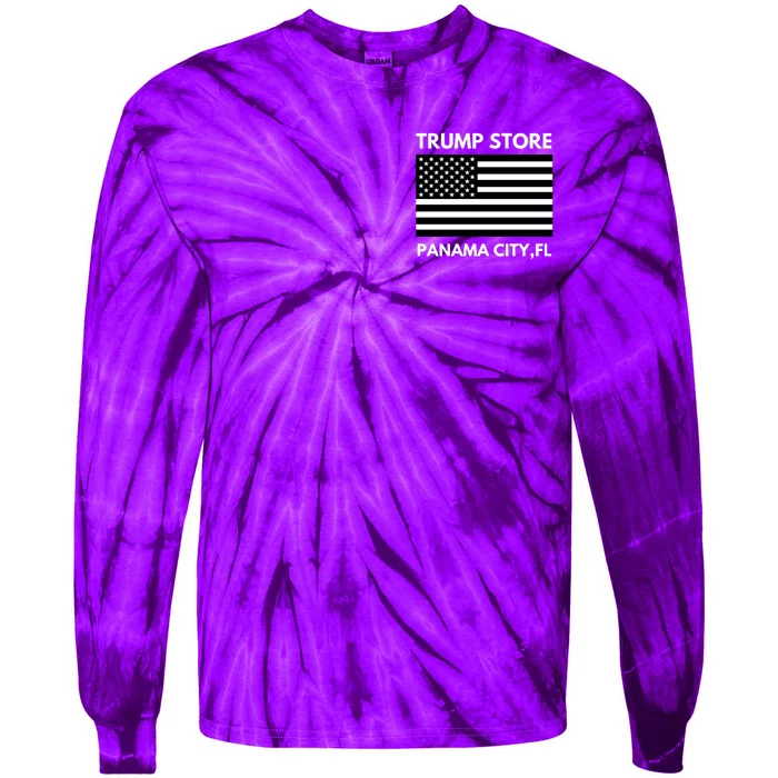 Trump Store Of Panama City Thin Blue Line Front & Back Tie-Dye Long Sleeve Shirt