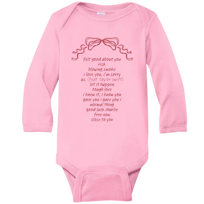 The Secret Of Us Tracklist Hoodie Gracie Abrams Baby Long Sleeve Bodysuit