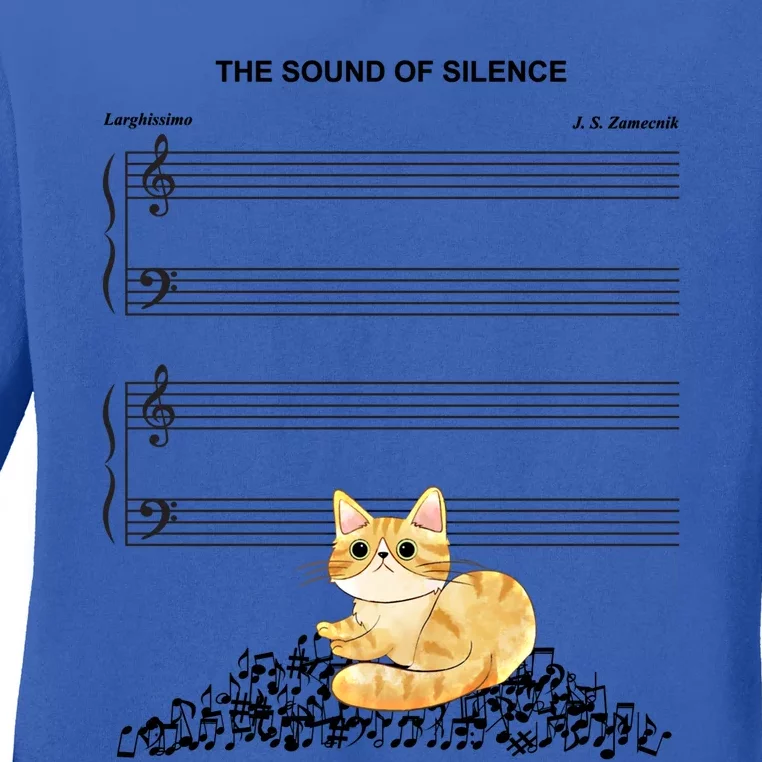 The Sound Of Silence Music And Cat Lover Meaningful Gift Ladies Long Sleeve Shirt