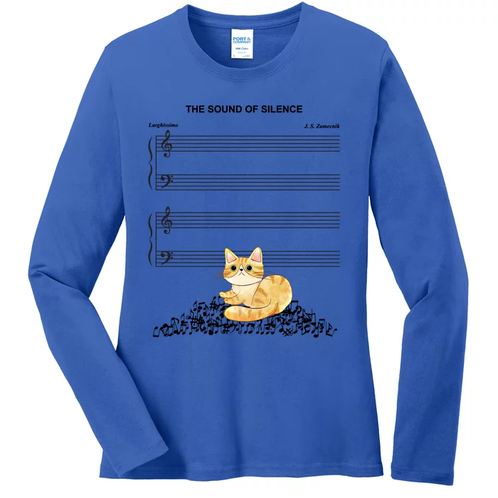 The Sound Of Silence Music And Cat Lover Meaningful Gift Ladies Long Sleeve Shirt