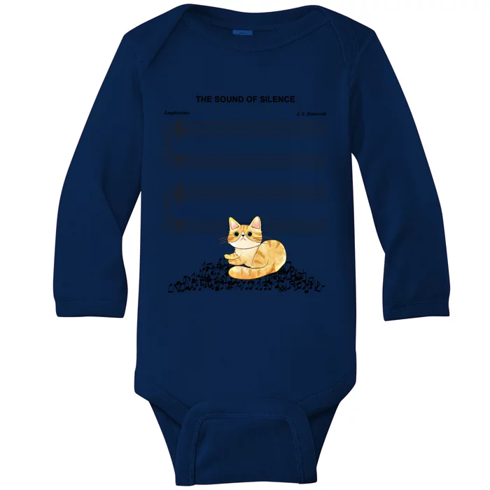 The Sound Of Silence Music And Cat Lover Meaningful Gift Baby Long Sleeve Bodysuit