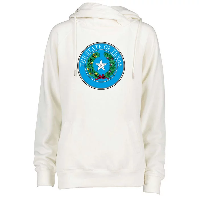 The State Of Texas Seal Womens Funnel Neck Pullover Hood