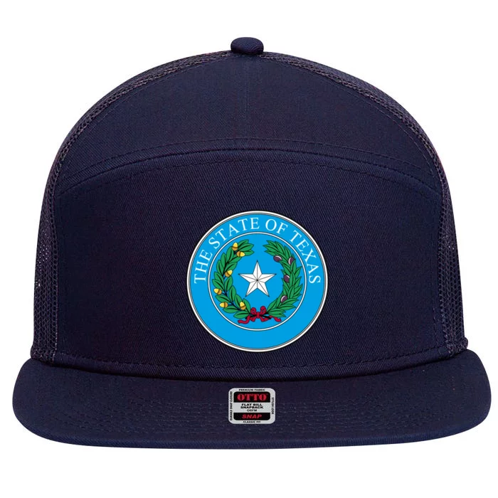 The State Of Texas Seal 7 Panel Mesh Trucker Snapback Hat