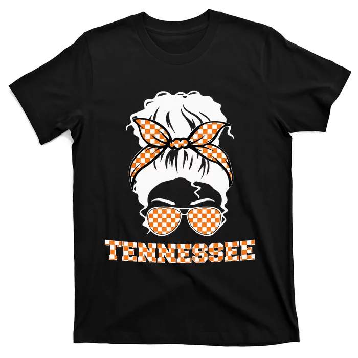 Tennessee State Orange Usa Messy Bun Hair Pride T-Shirt