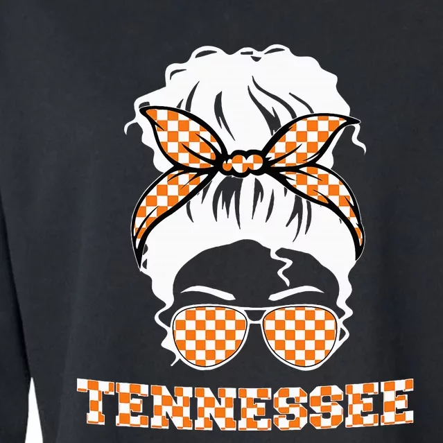 Tennessee State Orange Usa Messy Bun Hair Pride Cropped Pullover Crew