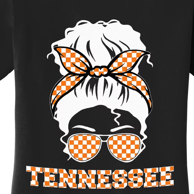 Tennessee State Orange Usa Messy Bun Hair Pride Women's T-Shirt