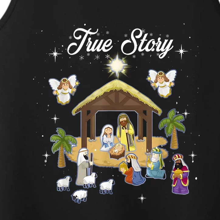 True Story Of Jesus Birth Christmas Nativity Catholic Performance Tank