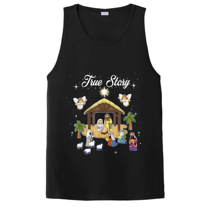 True Story Of Jesus Birth Christmas Nativity Catholic Performance Tank