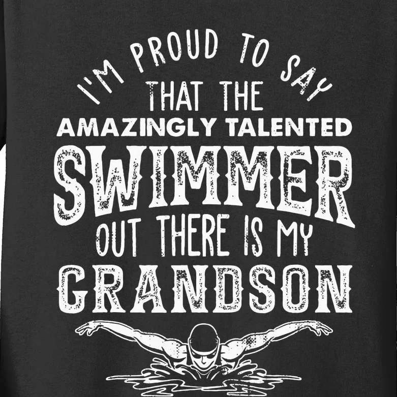 Talented Swimmer Out There Is My Grandson Swimming Kids Long Sleeve Shirt