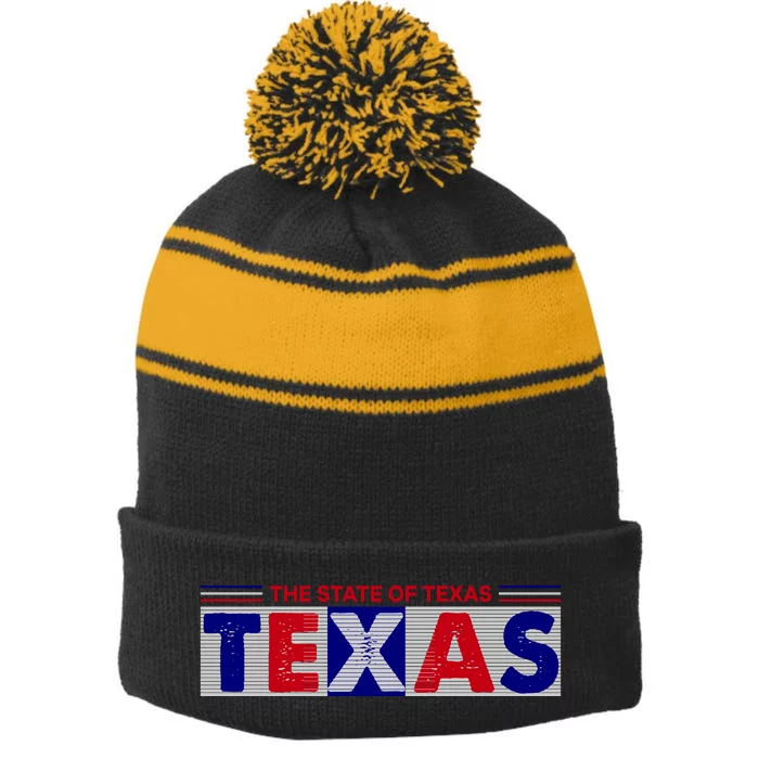 The State Of Texas Logo Stripe Pom Pom Beanie