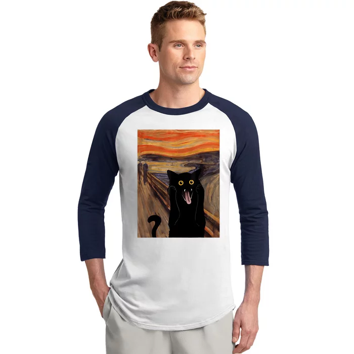 The Scream Picture Munch Cats Mice Parody Baseball Sleeve Shirt