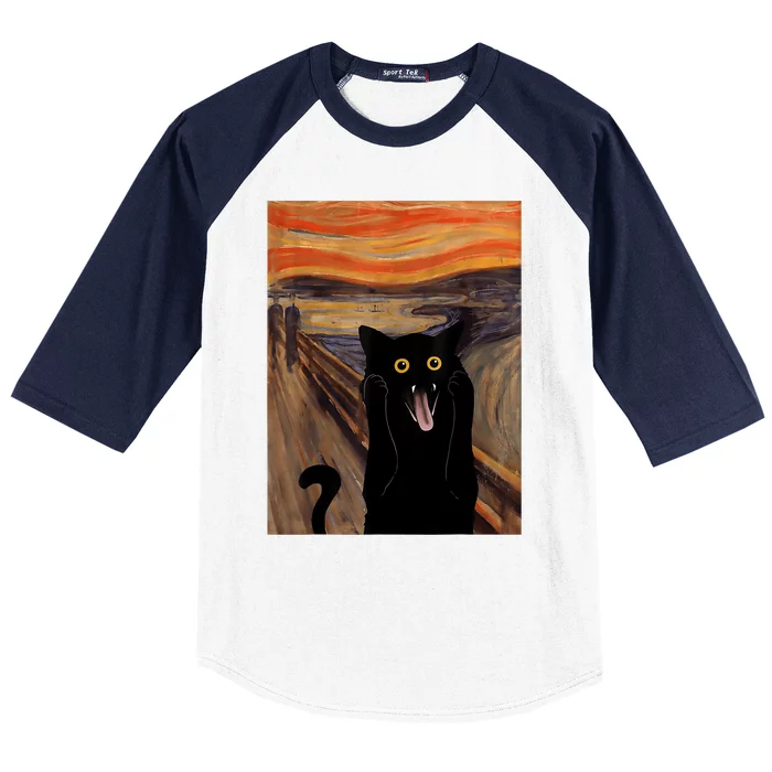 The Scream Picture Munch Cats Mice Parody Baseball Sleeve Shirt