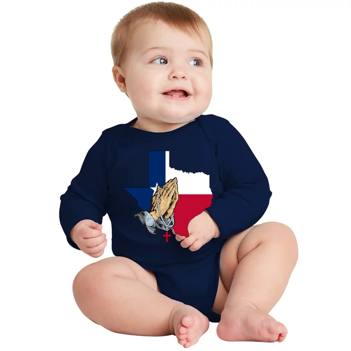 Texas Strong Pray For Uvalde Baby Long Sleeve Bodysuit