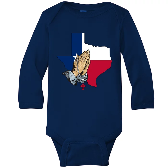 Texas Strong Pray For Uvalde Baby Long Sleeve Bodysuit