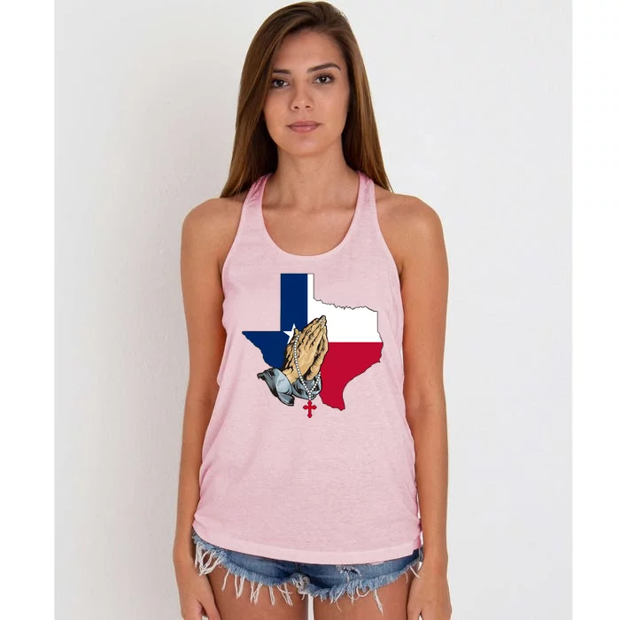 Texas Strong Pray For Uvalde Women's Knotted Racerback Tank