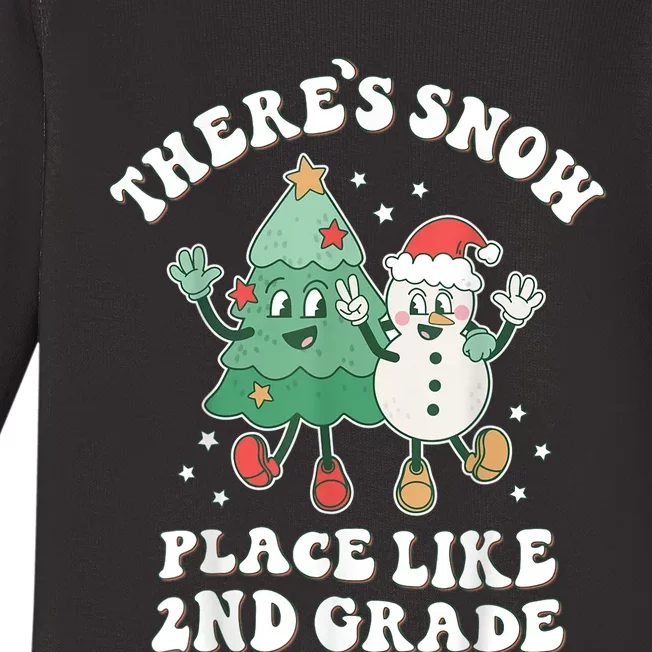 There’s Snow Place Like 2nd Grade Merry Teacher Xmas Snowman Baby Long Sleeve Bodysuit