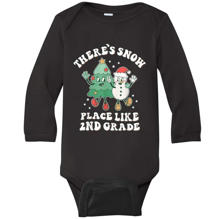 There’s Snow Place Like 2nd Grade Merry Teacher Xmas Snowman Baby Long Sleeve Bodysuit