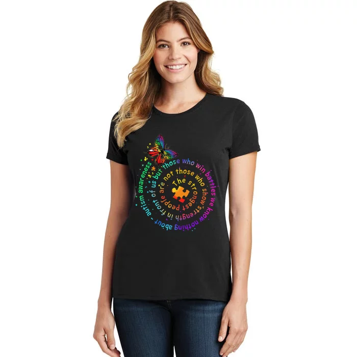 The Strongest People Butterfly Autism Awareness Women's T-Shirt