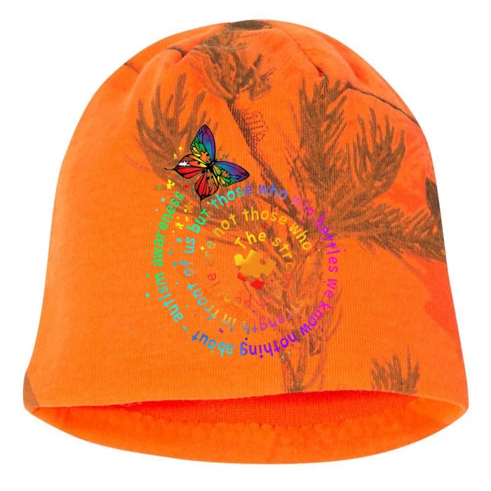 The Strongest People Butterfly Autism Awareness Kati - Camo Knit Beanie