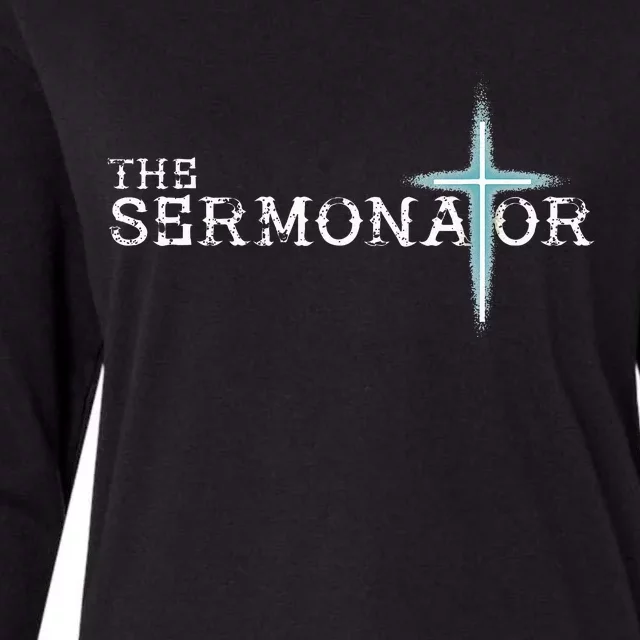 The Sermonator Pastor Appreciation Christian Cross Fun Gift Womens Cotton Relaxed Long Sleeve T-Shirt