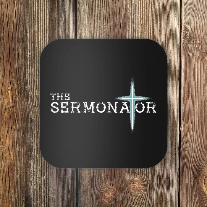 The Sermonator Pastor Appreciation Christian Cross Fun Gift Coaster