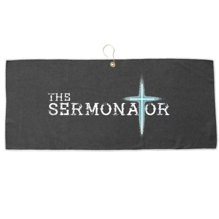 The Sermonator Pastor Appreciation Christian Cross Fun Gift Large Microfiber Waffle Golf Towel