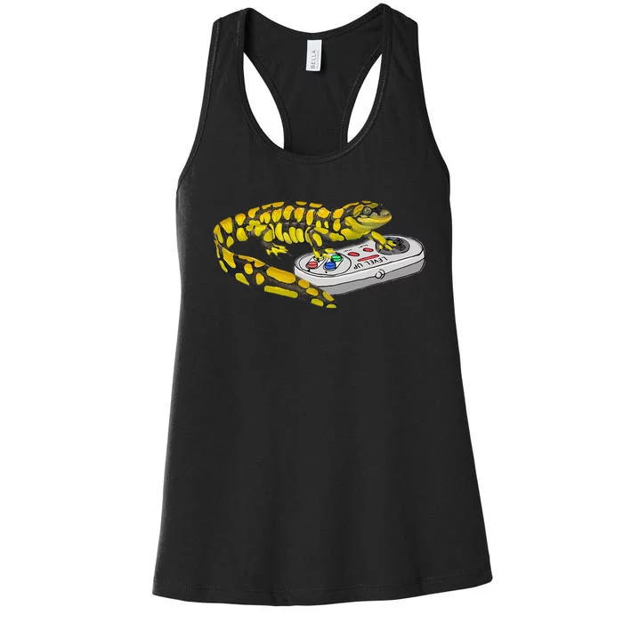 Tiger Salamander Playing Video Game Salamanders Gamers Women's Racerback Tank