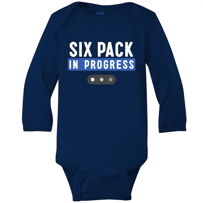 Trendy Six Pack In Progress Loading Bar Fitness Humor Gift Baby Long Sleeve Bodysuit