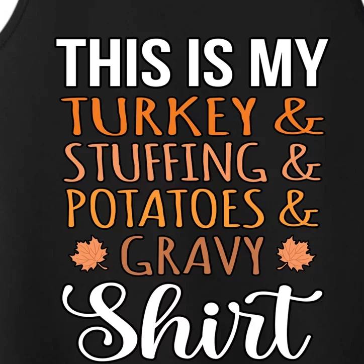 Turkey Stuffing Potatoes Gravy Thanksgiving Family Graphic Gift Performance Tank