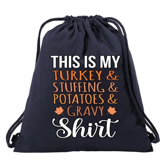 Turkey Stuffing Potatoes Gravy Thanksgiving Family Graphic Gift Drawstring Bag