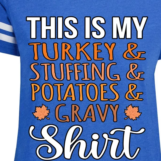 Turkey Stuffing Potatoes Gravy Thanksgiving Family Graphic Gift Enza Ladies Jersey Football T-Shirt