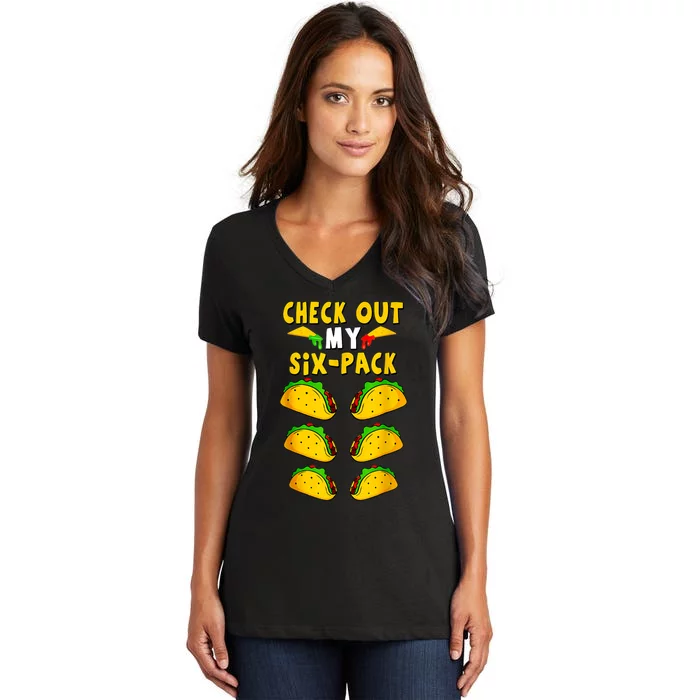 Taco Six Pack Mexican Fiesta Cinco De Mayo Women's V-Neck T-Shirt