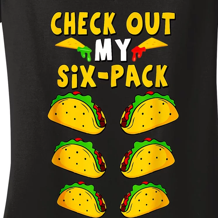 Taco Six Pack Mexican Fiesta Cinco De Mayo Women's V-Neck T-Shirt