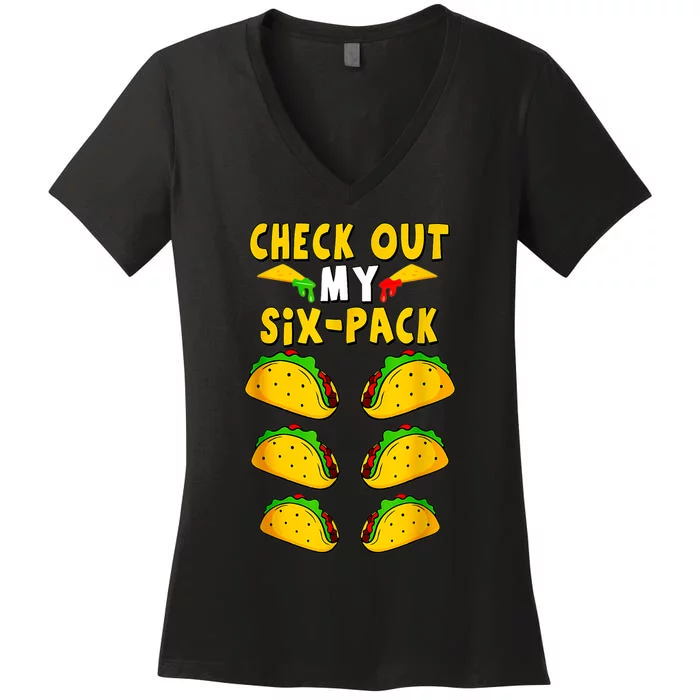 Taco Six Pack Mexican Fiesta Cinco De Mayo Women's V-Neck T-Shirt