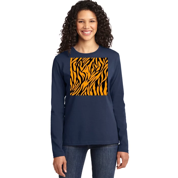 Tiger Stripes Pattern Ladies Long Sleeve Shirt