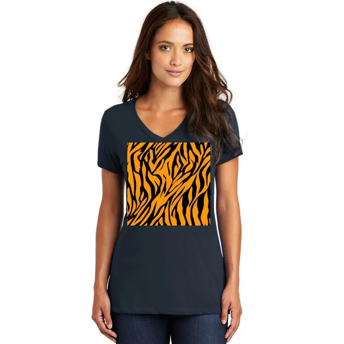 Tiger Stripes Pattern Women's V-Neck T-Shirt