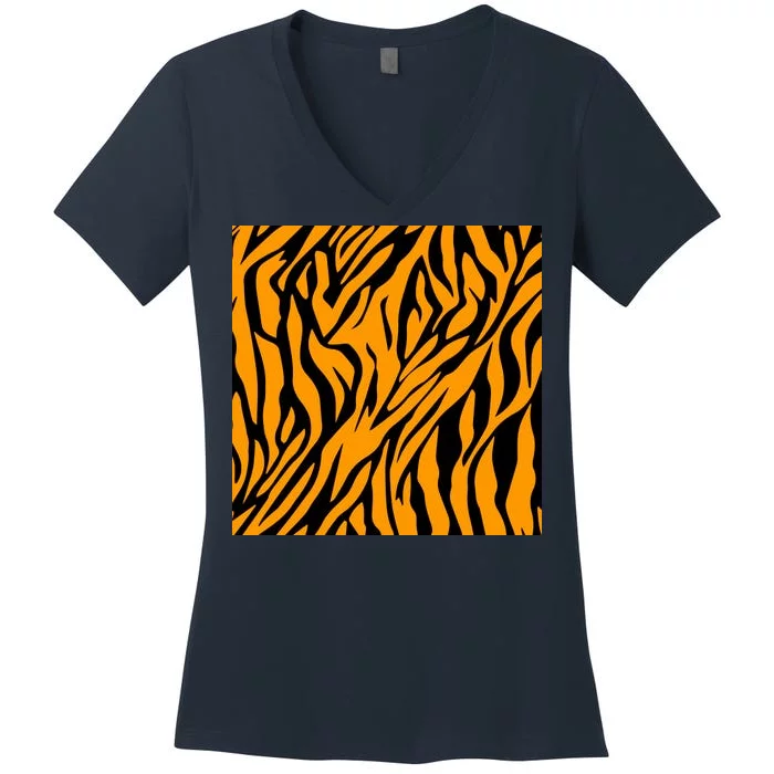 Tiger Stripes Pattern Women's V-Neck T-Shirt