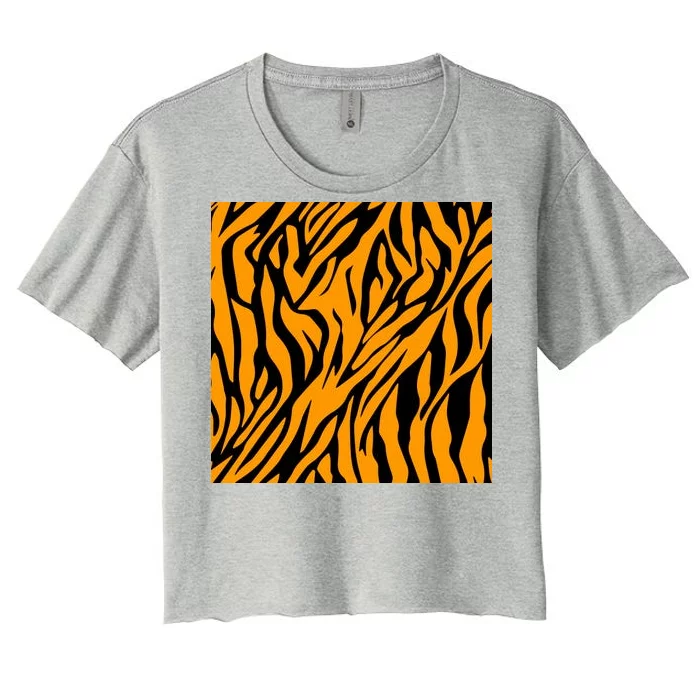 Tiger Stripes Pattern Women's Crop Top Tee