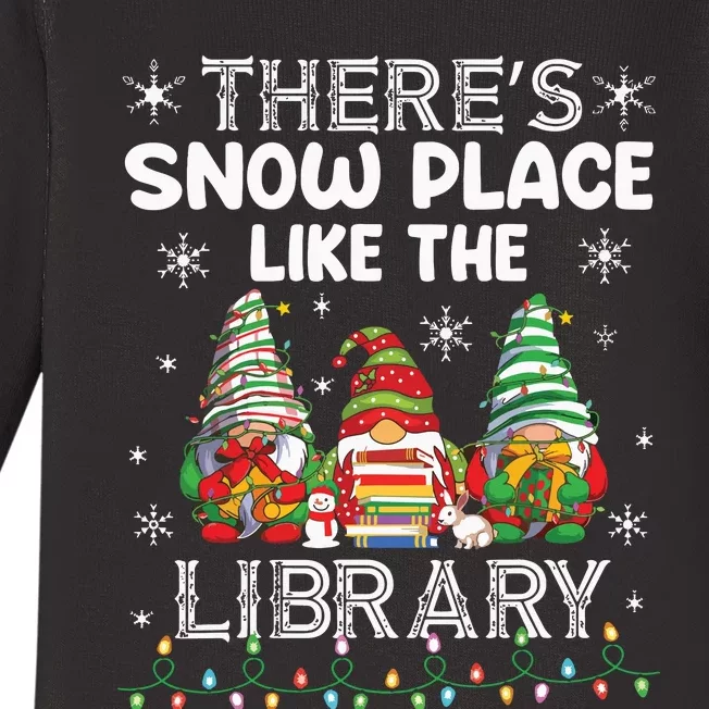 Theres Snow Place Like The Library Librarian Christmas Baby Long Sleeve Bodysuit